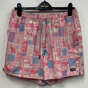 AFTCO Pink and Blue Tropical Swim Shorts L
